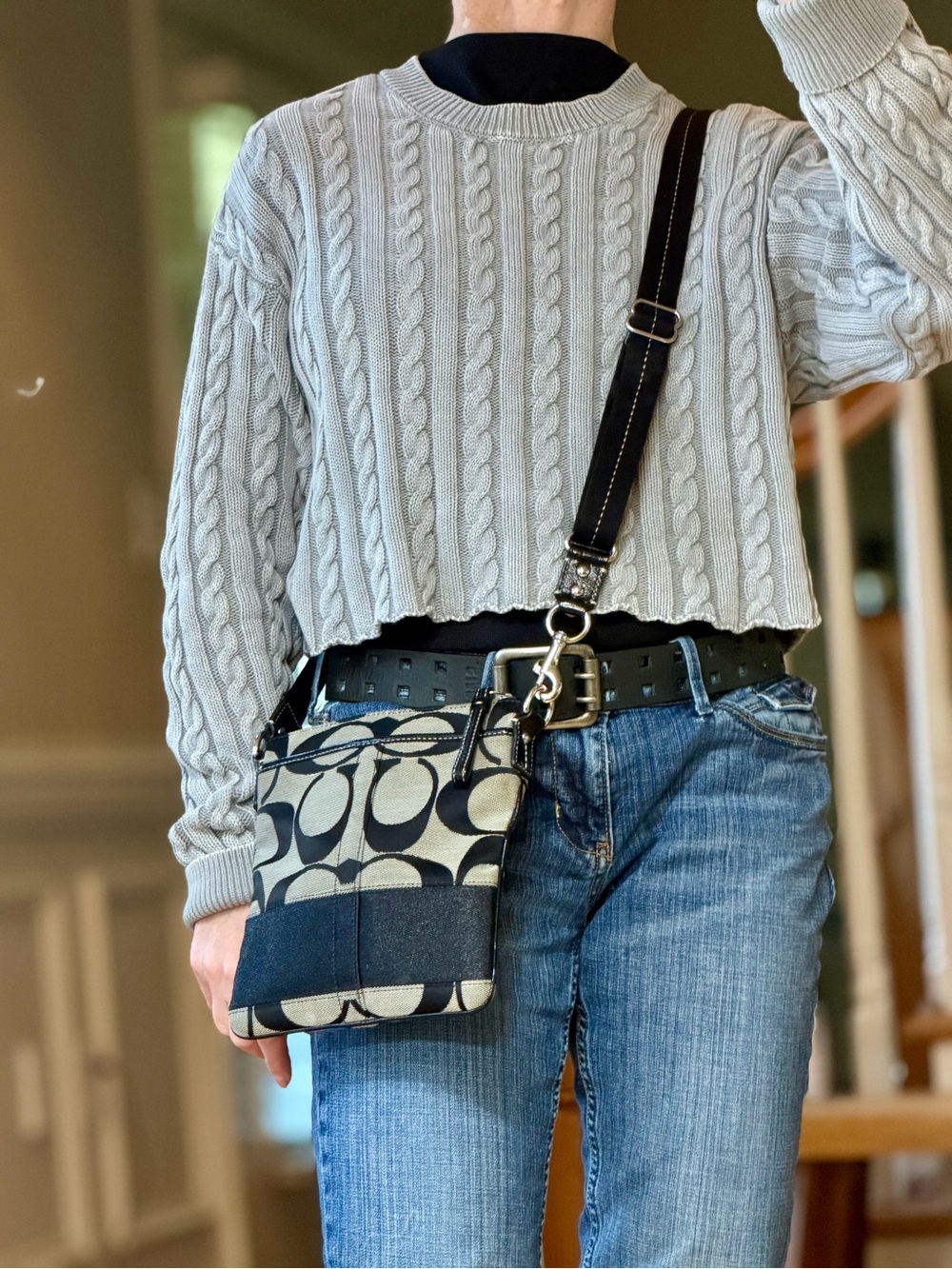 Coach Vintage Y2K Signature Swingpack Crossbody Bag Black Gray VGVC